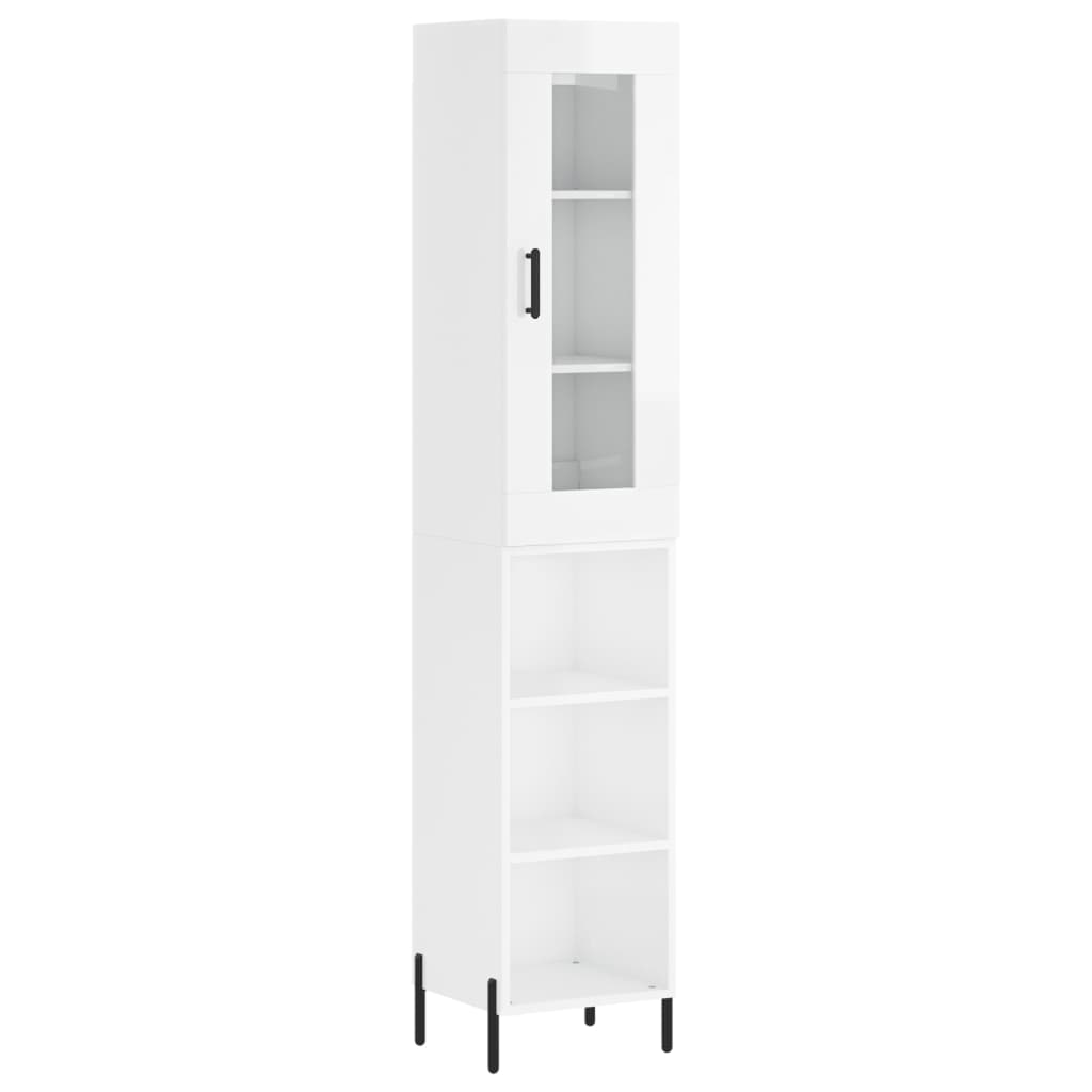 Credenza 34,5x34x180 cm in Legno Multistrato Bianco Lucido - homemem39