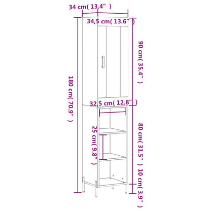 Credenza Grigio Sonoma 34,5x34x180 cm in Legno Multistrato - homemem39