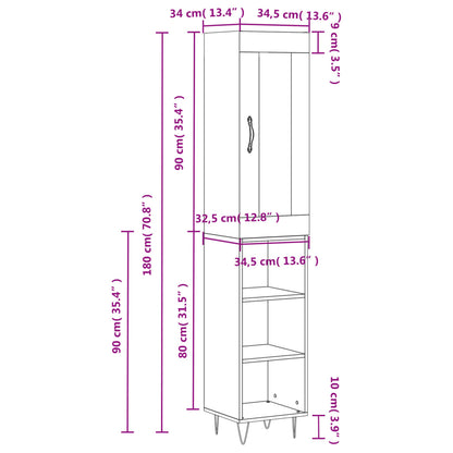 Credenza Bianca 34,5x34x180 cm in Legno Multistrato - homemem39