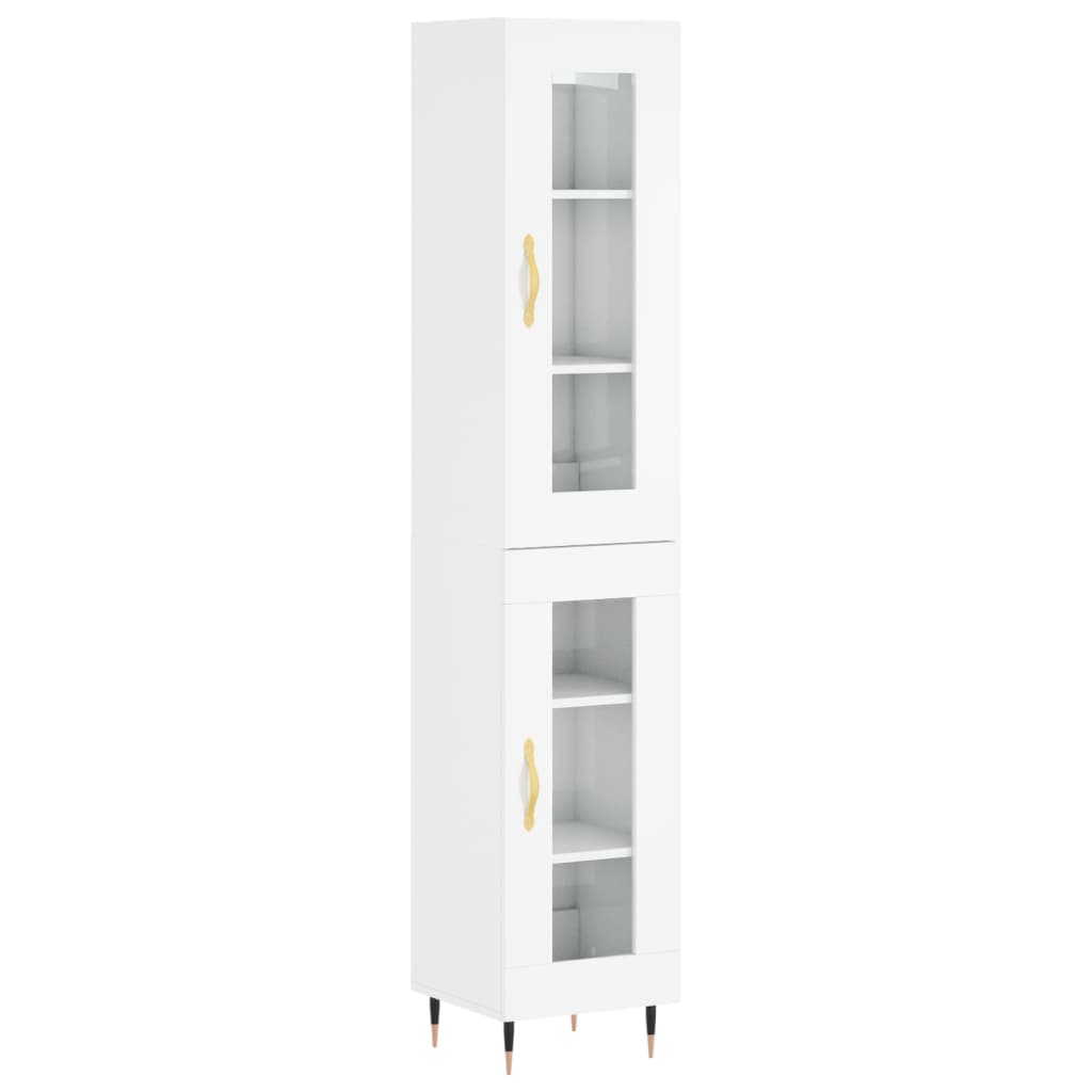 Credenza 34,5x34x180 cm in Legno Multistrato Bianco Lucido - homemem39