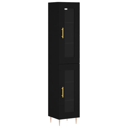 Credenza Nera 34,5x34x180 cm in Legno Multistrato - homemem39