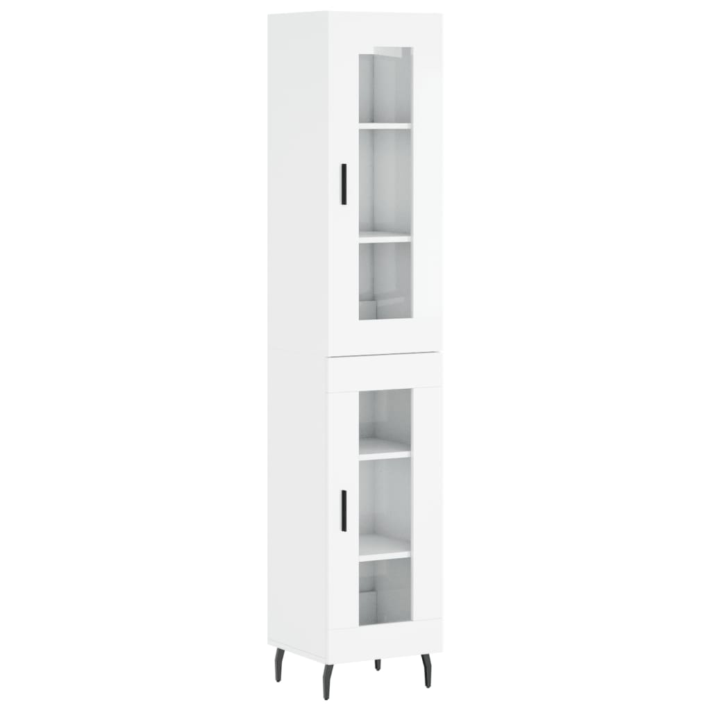 Credenza 34,5x34x180 cm in Legno Multistrato Bianco Lucido - homemem39