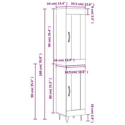 Credenza Nera 34,5x34x180 cm in Legno Multistrato - homemem39