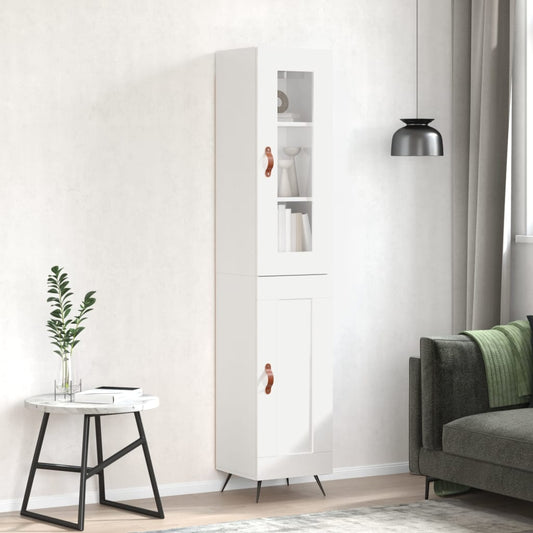 Credenza 34,5x34x180 cm in Legno Multistrato Bianco Lucido - homemem39