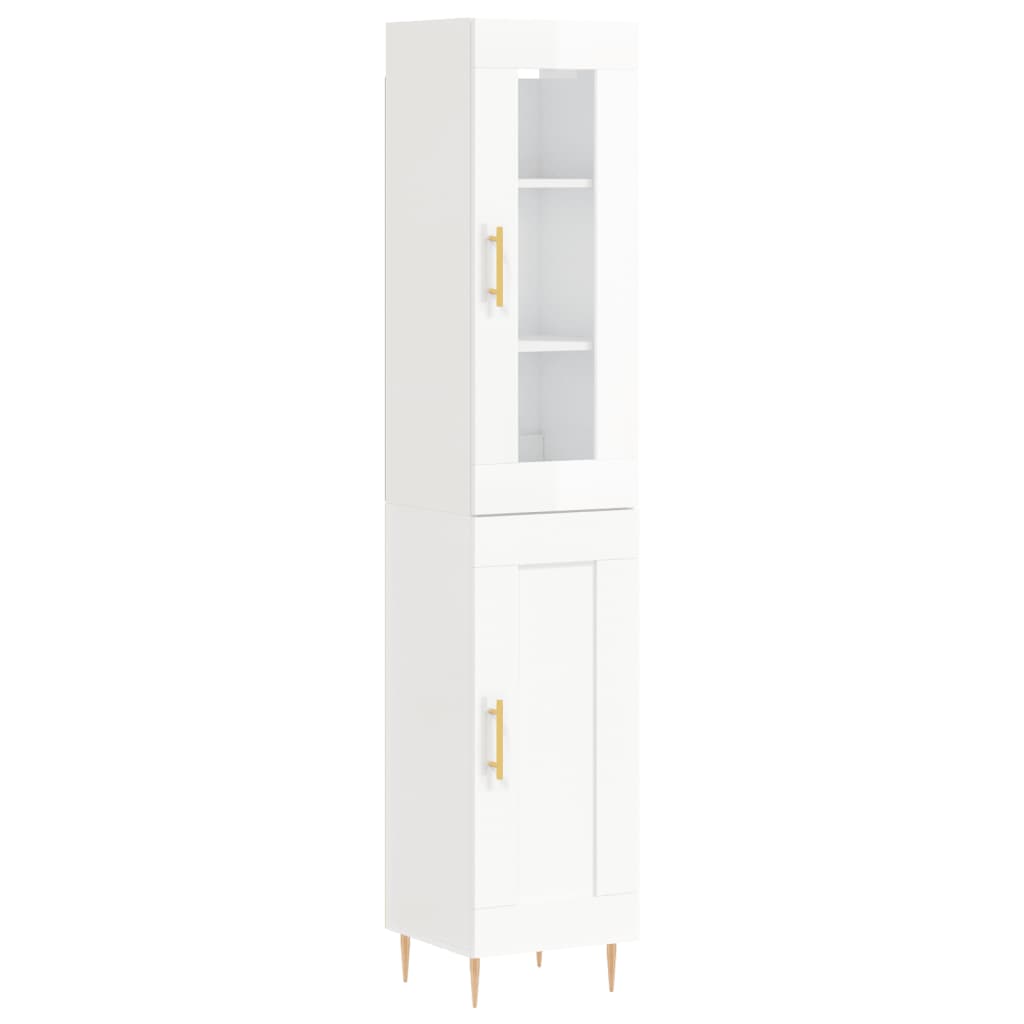 Credenza 34,5x34x180 cm in Legno Multistrato Bianco Lucido - homemem39