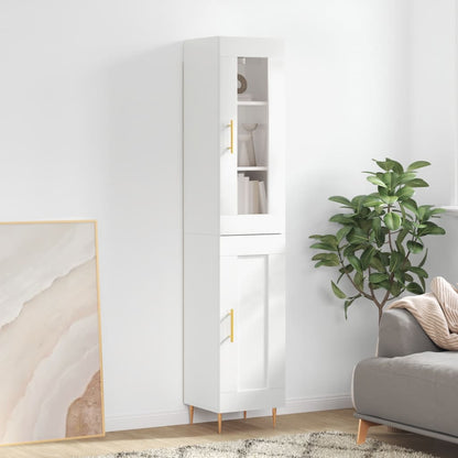 Credenza 34,5x34x180 cm in Legno Multistrato Bianco Lucido - homemem39