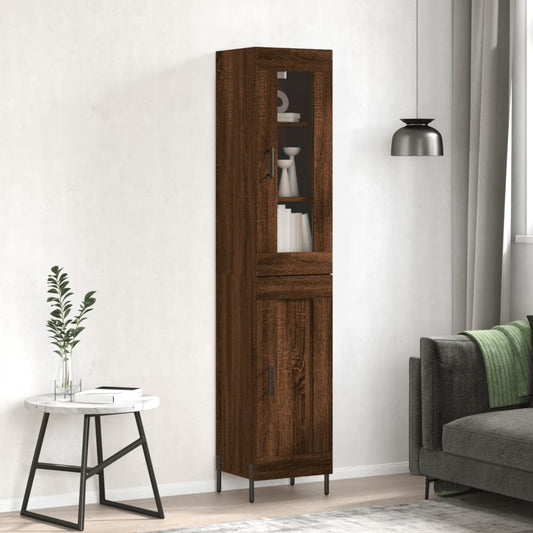 Credenza Rovere Marrone 34,5x34x180 cm in Legno Multistrato - homemem39