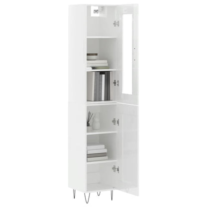 Credenza 34,5x34x180 cm in Legno Multistrato Bianco Lucido - homemem39