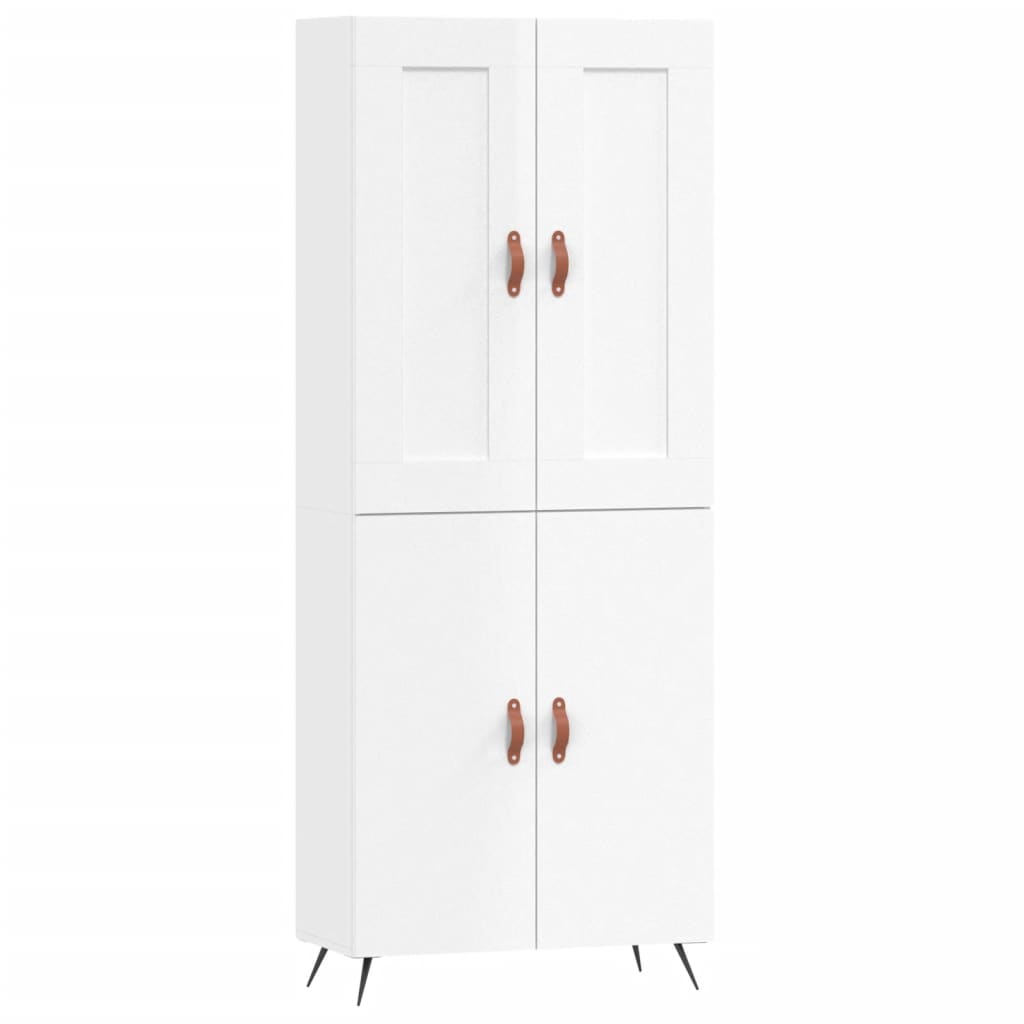 Credenza Bianco Lucido 69,5x34x180 cm in Legno Multistrato - homemem39