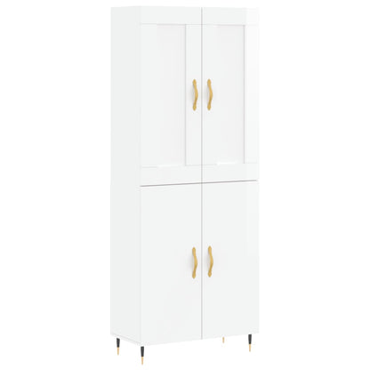 Credenza Bianco Lucido 69,5x34x180 cm in Legno Multistrato - homemem39