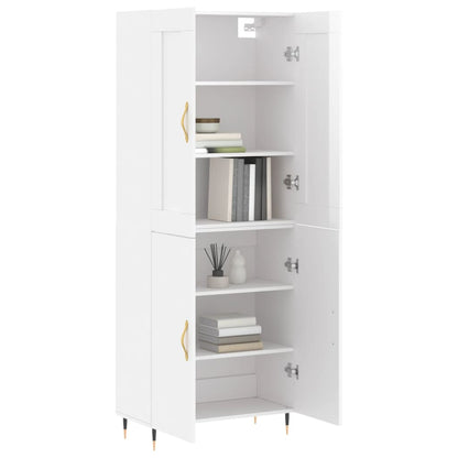 Credenza Bianco Lucido 69,5x34x180 cm in Legno Multistrato - homemem39