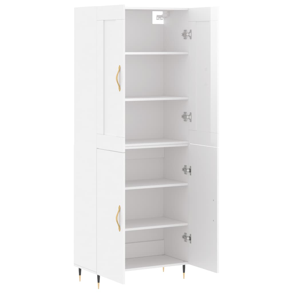 Credenza Bianco Lucido 69,5x34x180 cm in Legno Multistrato - homemem39