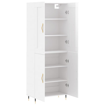 Credenza Bianco Lucido 69,5x34x180 cm in Legno Multistrato - homemem39