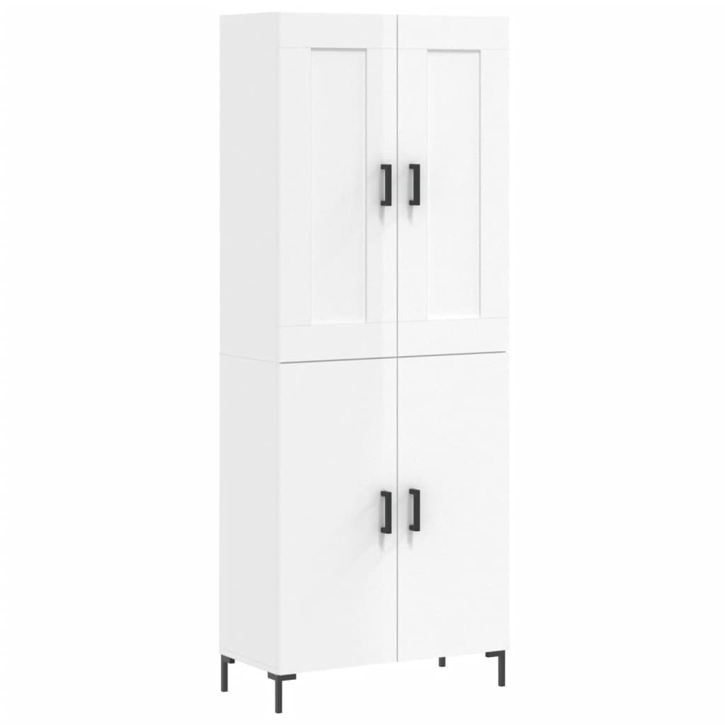 Credenza Bianco Lucido 69,5x34x180 cm in Legno Multistrato - homemem39