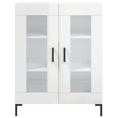 Credenza Bianco Lucido 69,5x34x180 cm in Legno Multistrato - homemem39