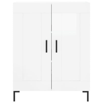 Credenza Bianco Lucido 69,5x34x180 cm in Legno Multistrato - homemem39