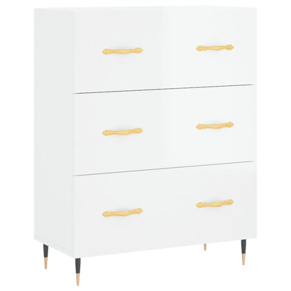 Credenza Bianco Lucido 69,5x34x180 cm in Legno Multistrato - homemem39