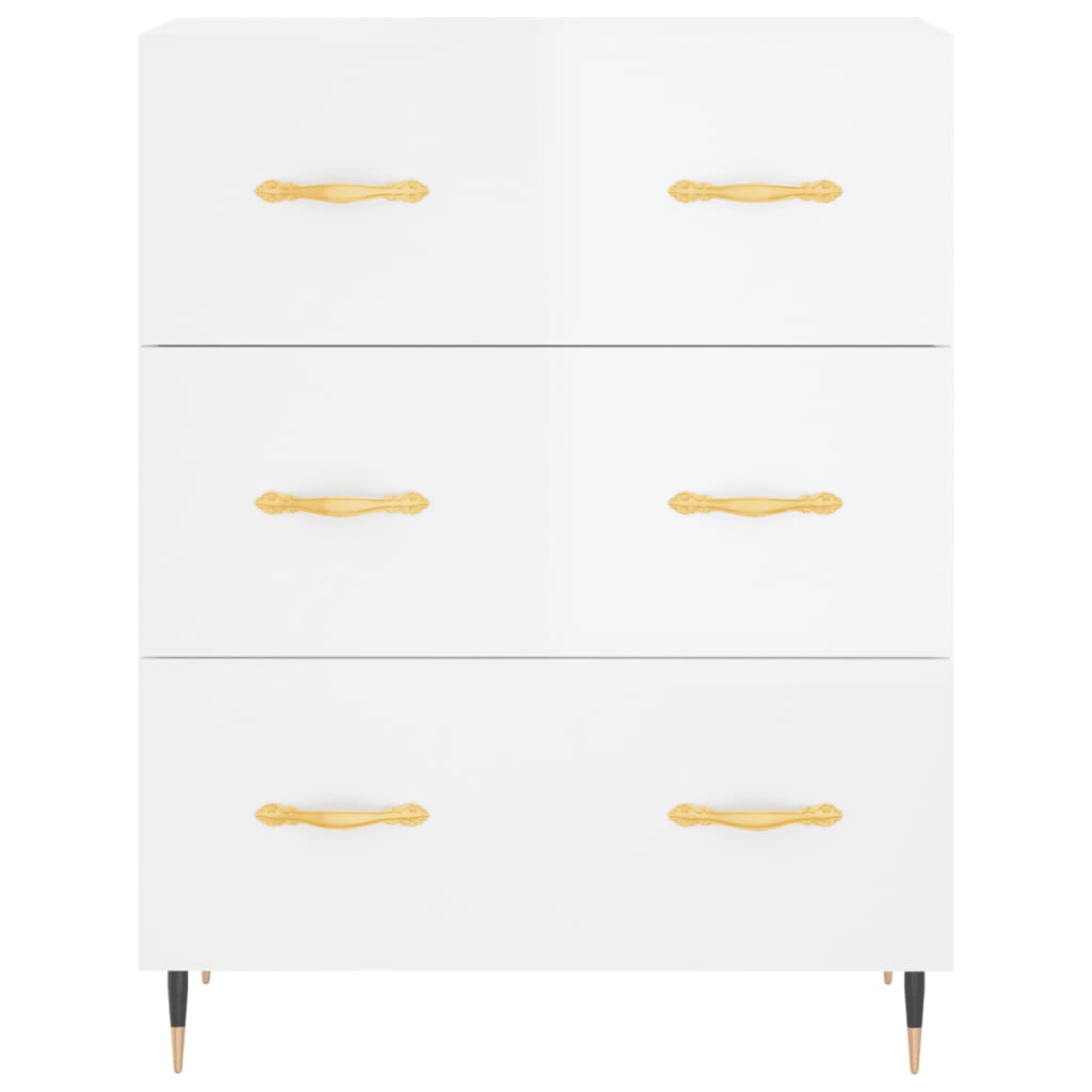 Credenza Bianco Lucido 69,5x34x180 cm in Legno Multistrato - homemem39