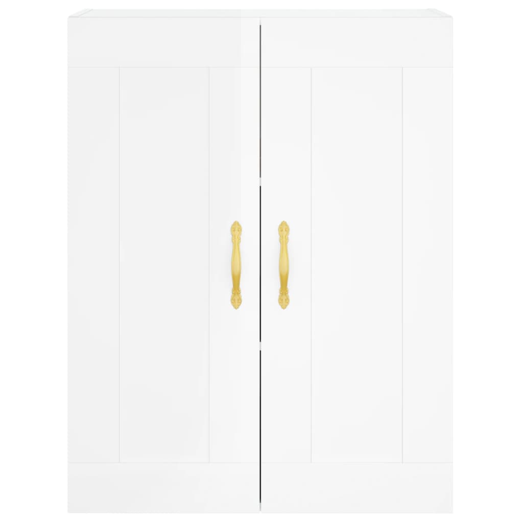 Credenza Bianco Lucido 69,5x34x180 cm in Legno Multistrato - homemem39