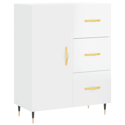 Credenza Bianco Lucido 69,5x34x180 cm in Legno Multistrato - homemem39