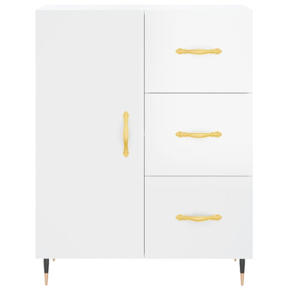 Credenza Bianco Lucido 69,5x34x180 cm in Legno Multistrato - homemem39