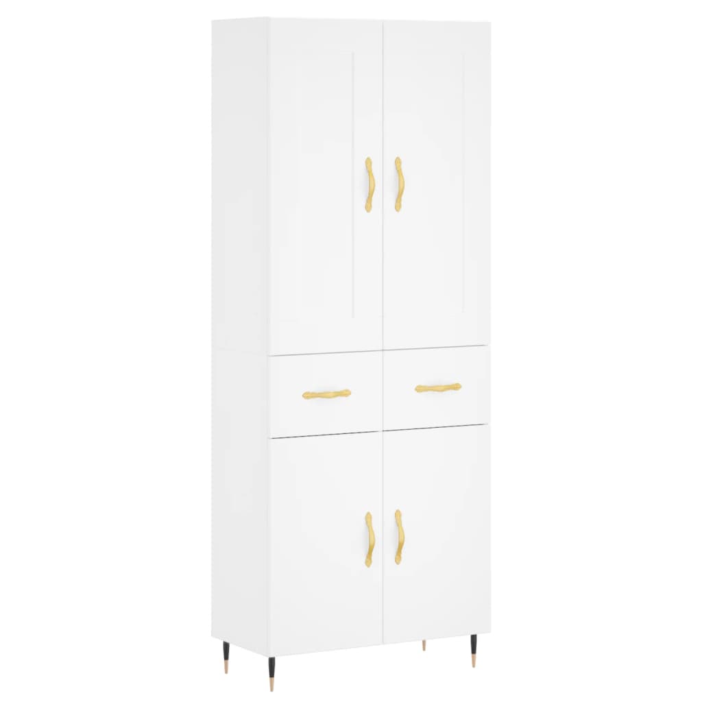 Credenza Bianca 69,5x34x180 cm in Legno Multistrato - homemem39