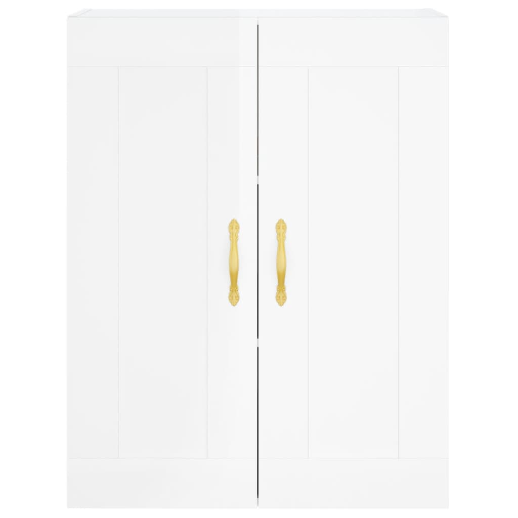 Credenza Bianco Lucido 69,5x34x180 cm in Legno Multistrato - homemem39