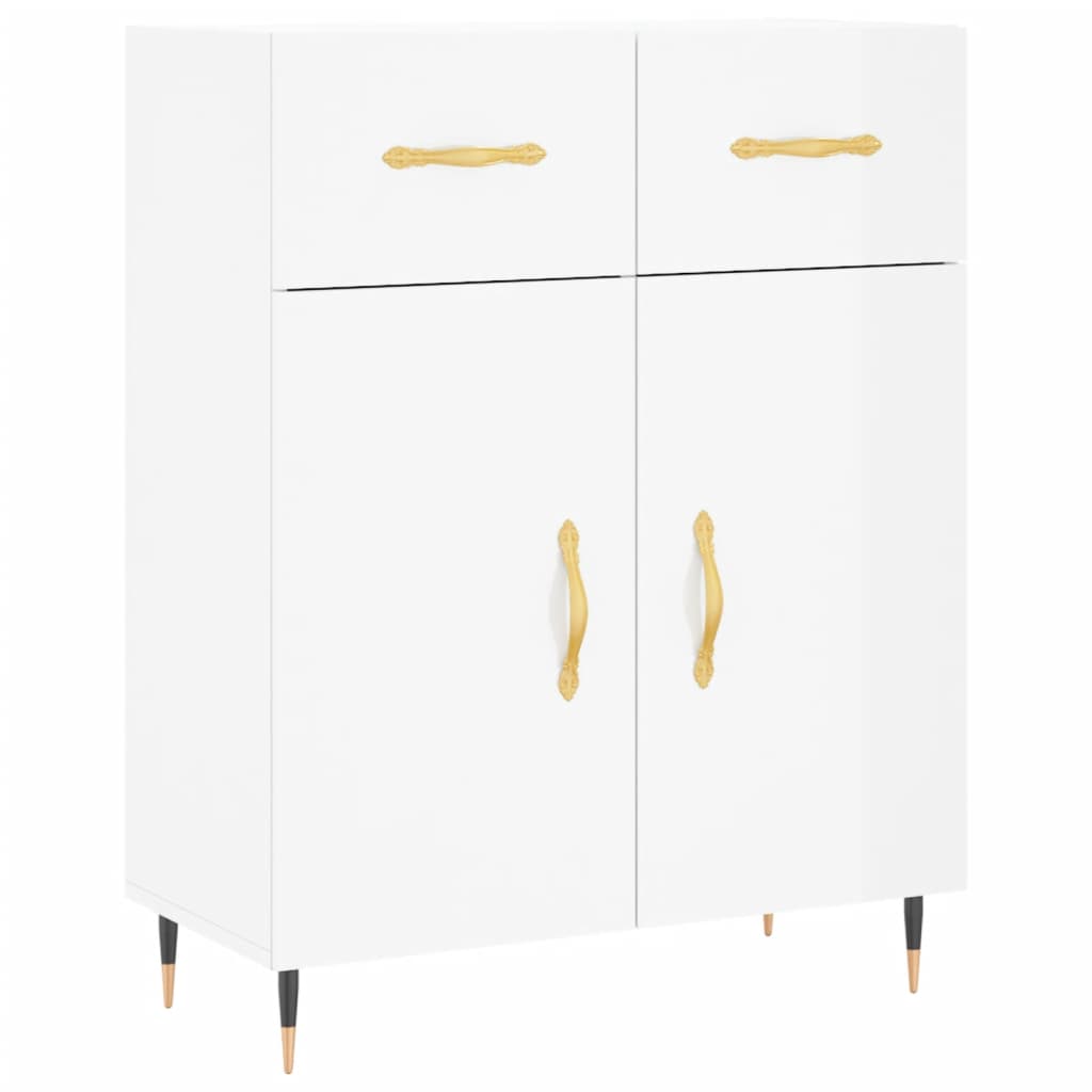 Credenza Bianco Lucido 69,5x34x180 cm in Legno Multistrato - homemem39