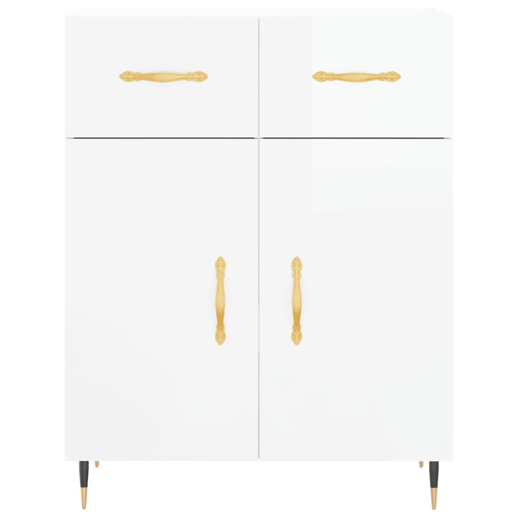 Credenza Bianco Lucido 69,5x34x180 cm in Legno Multistrato - homemem39