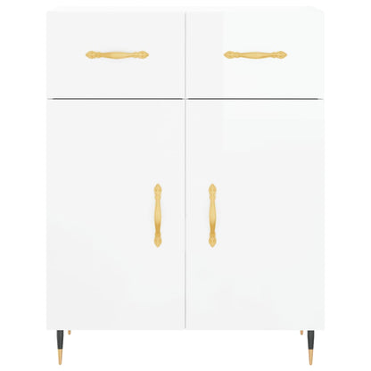 Credenza Bianco Lucido 69,5x34x180 cm in Legno Multistrato - homemem39