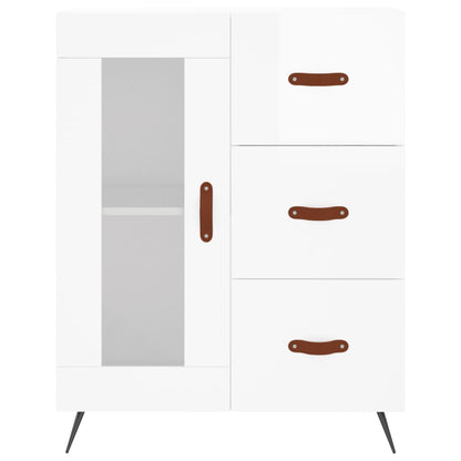 Credenza Bianco Lucido 69,5x34x180 cm in Legno Multistrato - homemem39