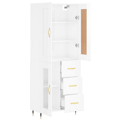 Credenza Bianco Lucido 69,5x34x180 cm in Legno Multistrato - homemem39