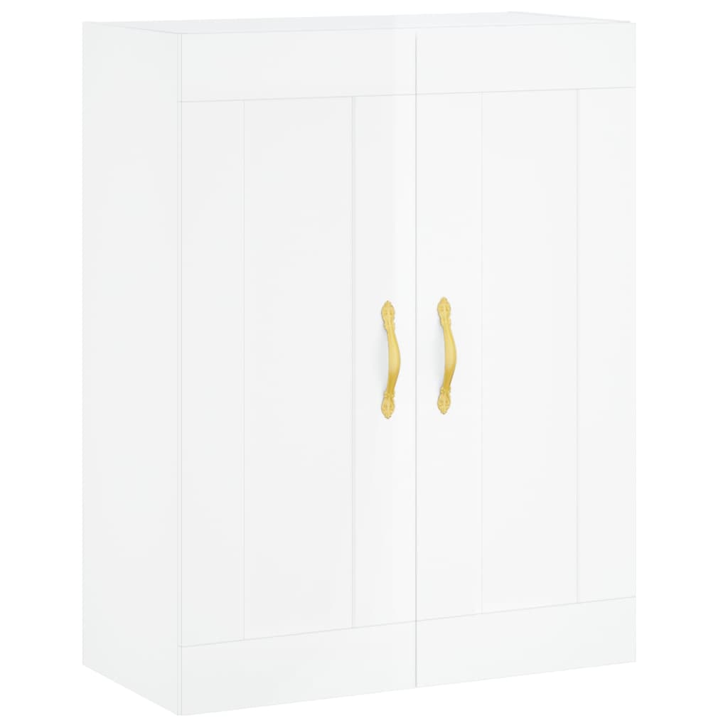 Credenza Bianco Lucido 69,5x34x180 cm in Legno Multistrato - homemem39