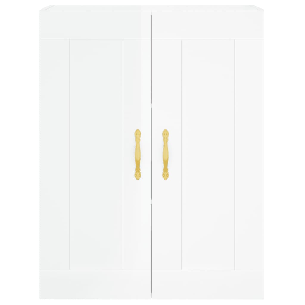 Credenza Bianco Lucido 69,5x34x180 cm in Legno Multistrato - homemem39