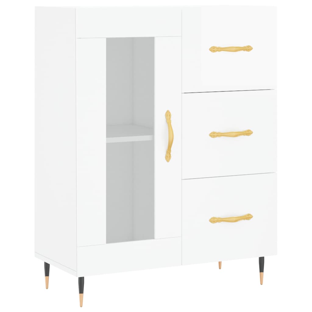 Credenza Bianco Lucido 69,5x34x180 cm in Legno Multistrato - homemem39