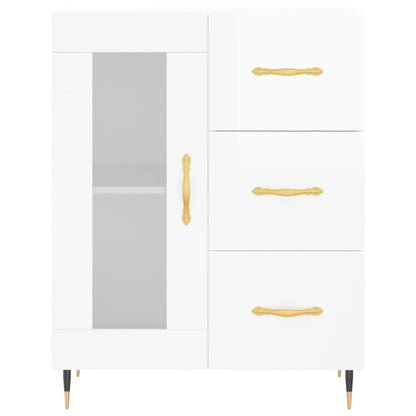 Credenza Bianco Lucido 69,5x34x180 cm in Legno Multistrato - homemem39