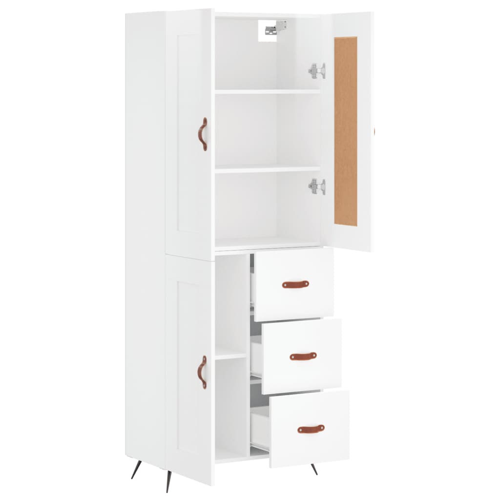 Credenza Bianco Lucido 69,5x34x180 cm in Legno Multistrato - homemem39