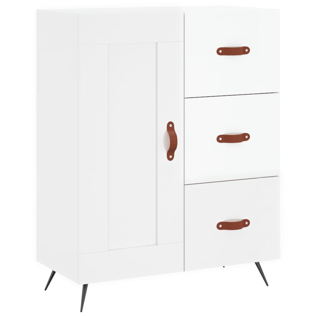 Credenza Bianco Lucido 69,5x34x180 cm in Legno Multistrato - homemem39