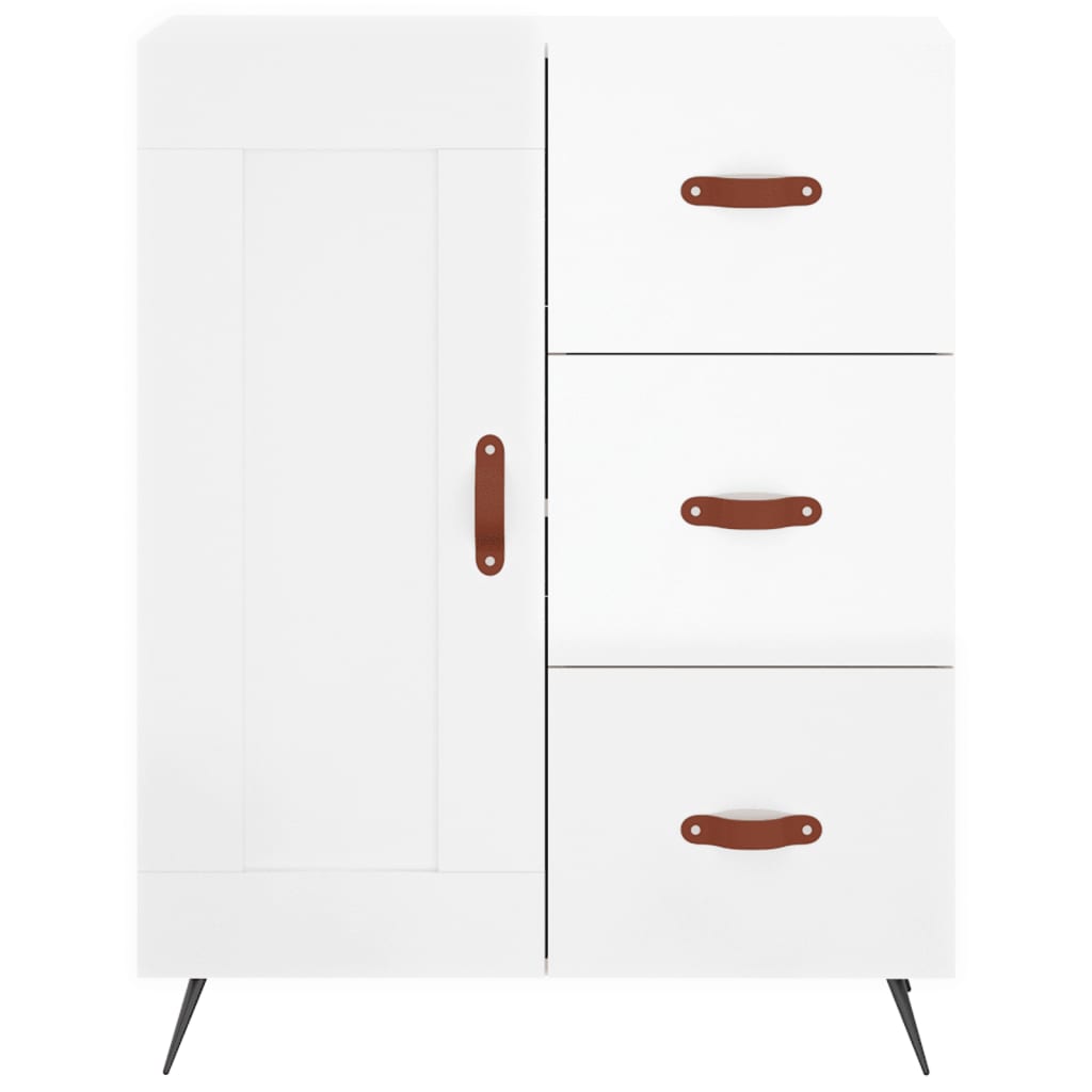 Credenza Bianco Lucido 69,5x34x180 cm in Legno Multistrato - homemem39