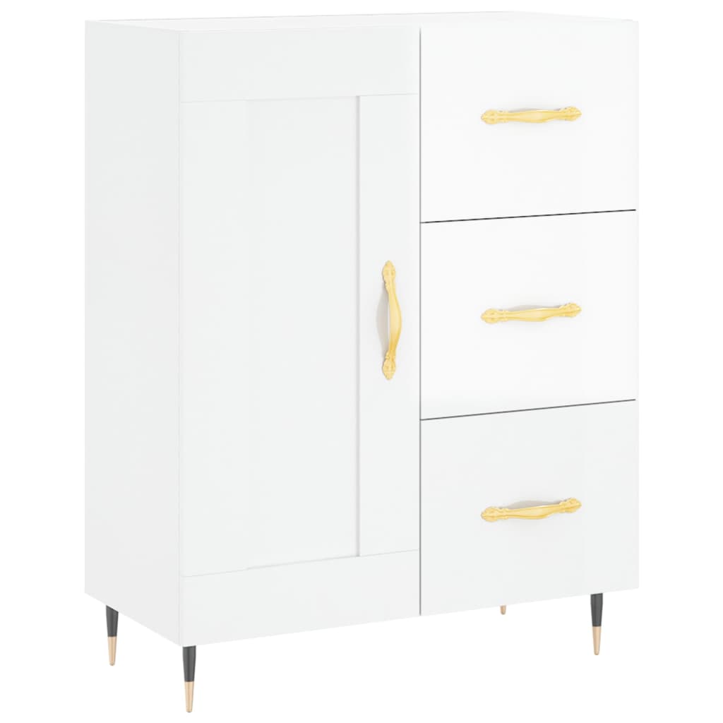 Credenza Bianco Lucido 69,5x34x180 cm in Legno Multistrato - homemem39