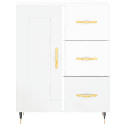 Credenza Bianco Lucido 69,5x34x180 cm in Legno Multistrato - homemem39