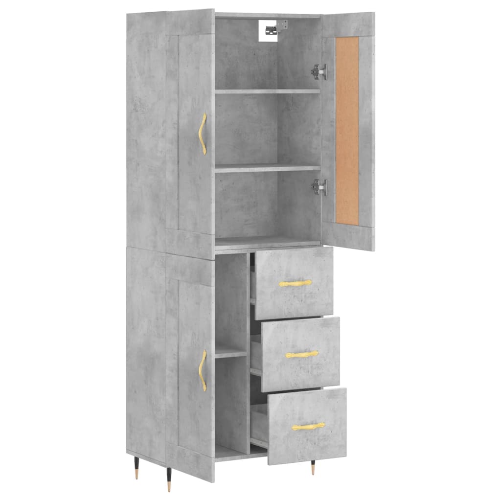 Credenza Grigio Cemento 69,5x34x180 cm in Legno Multistrato - homemem39