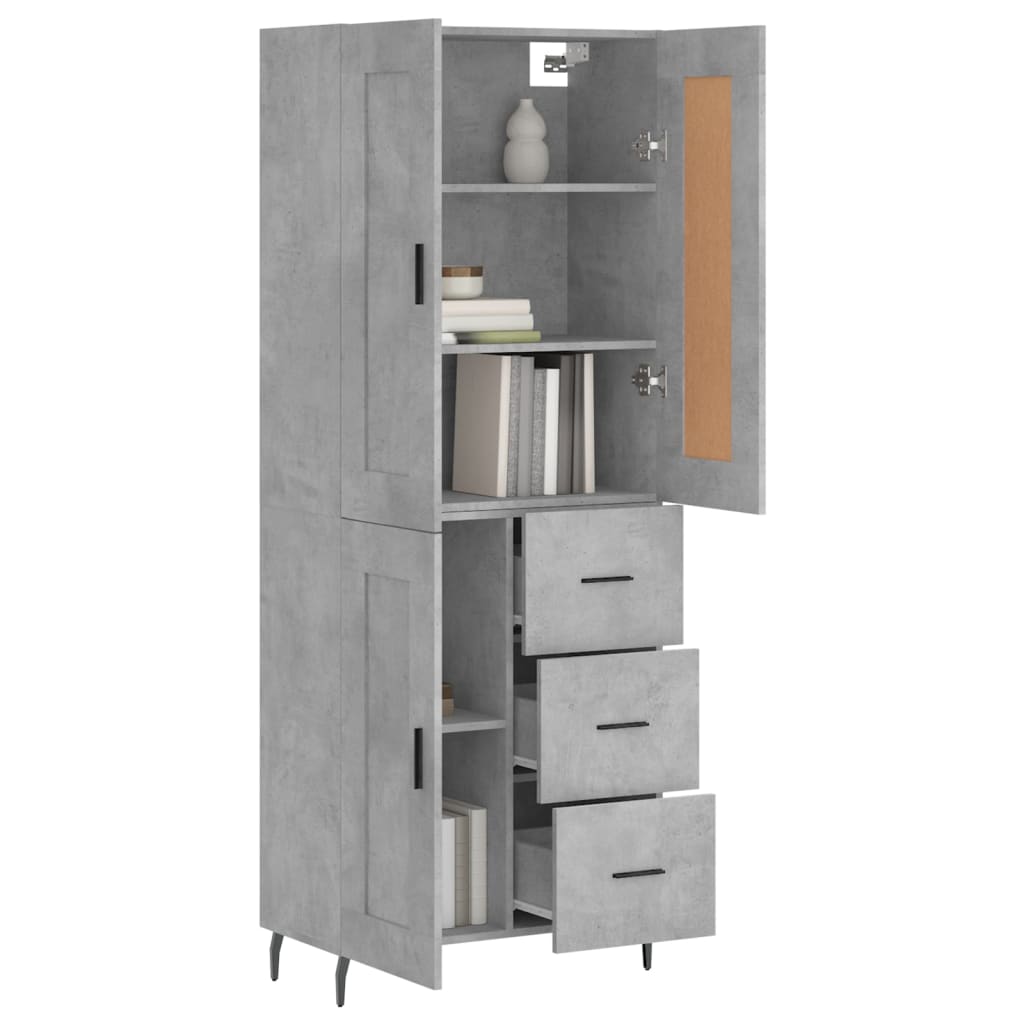 Credenza Grigio Cemento 69,5x34x180 cm in Legno Multistrato - homemem39