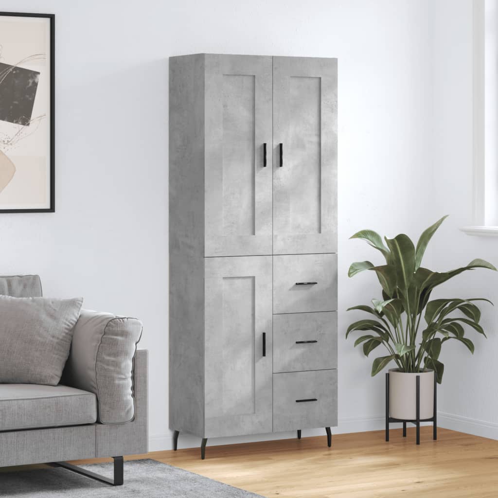 Credenza Grigio Cemento 69,5x34x180 cm in Legno Multistrato - homemem39