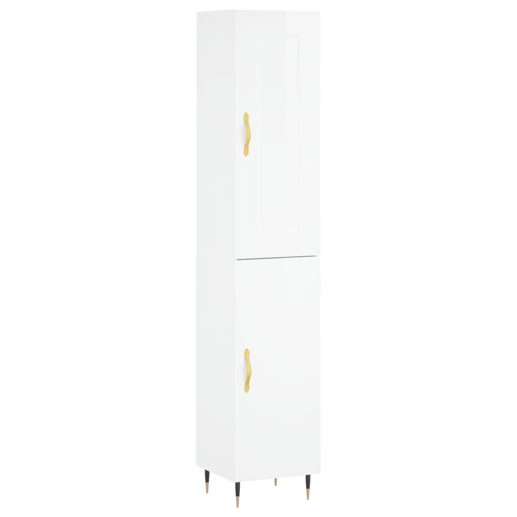 Credenza 34,5x34x180 cm in Legno Multistrato Bianco Lucido - homemem39