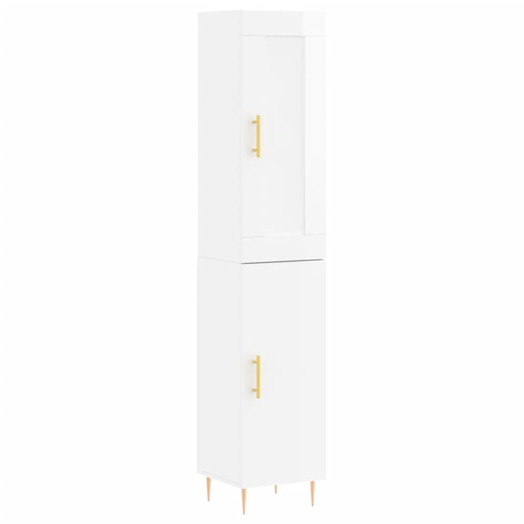 Credenza 34,5x34x180 cm in Legno Multistrato Bianco Lucido - homemem39