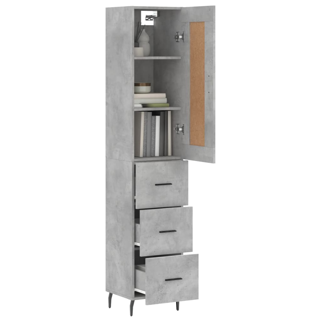 Credenza Grigio Cemento 34,5x34x180 cm in Legno Multistrato - homemem39