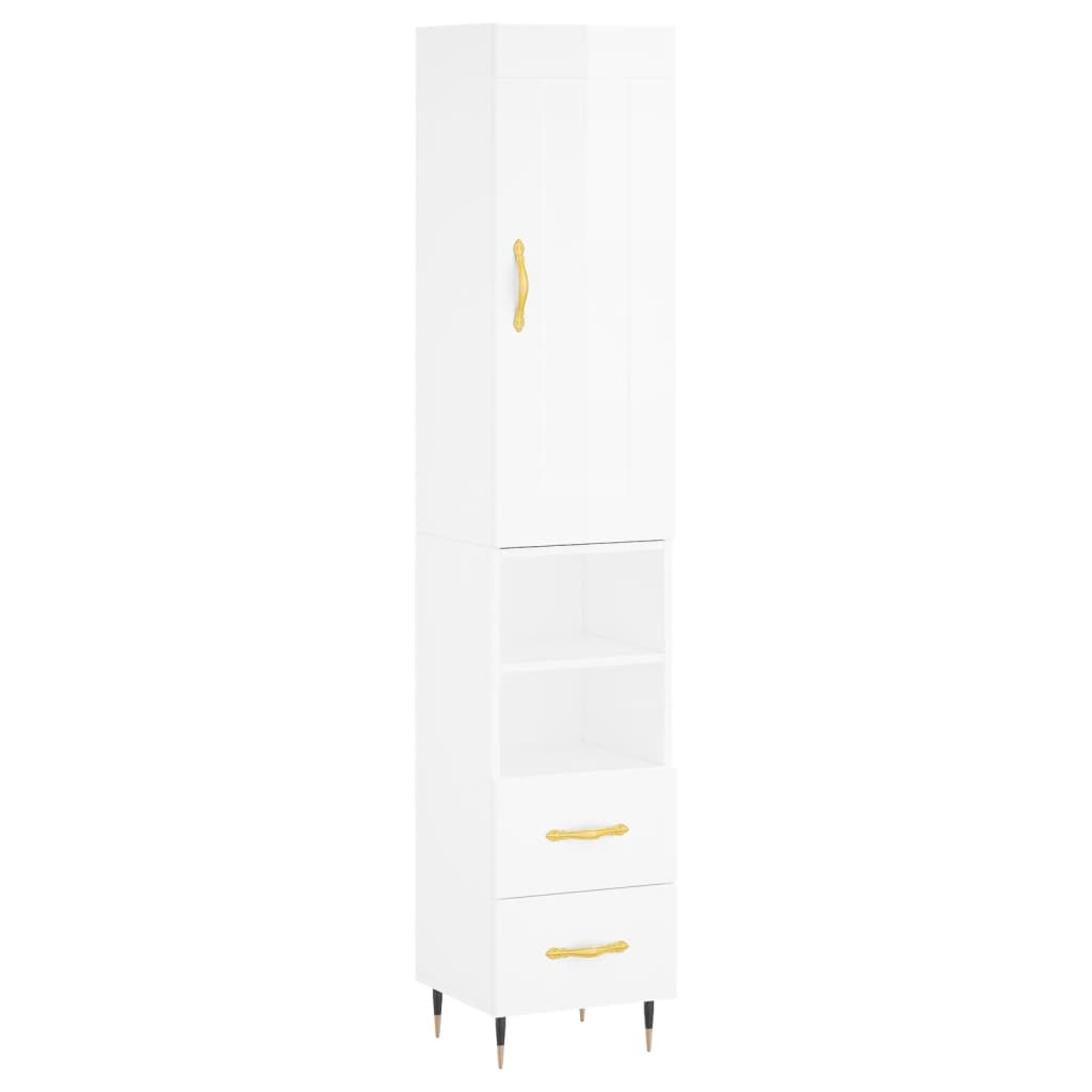 Credenza 34,5x34x180 cm in Legno Multistrato Bianco Lucido - homemem39