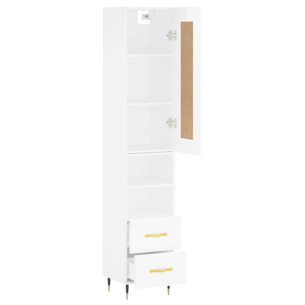 Credenza 34,5x34x180 cm in Legno Multistrato Bianco Lucido - homemem39