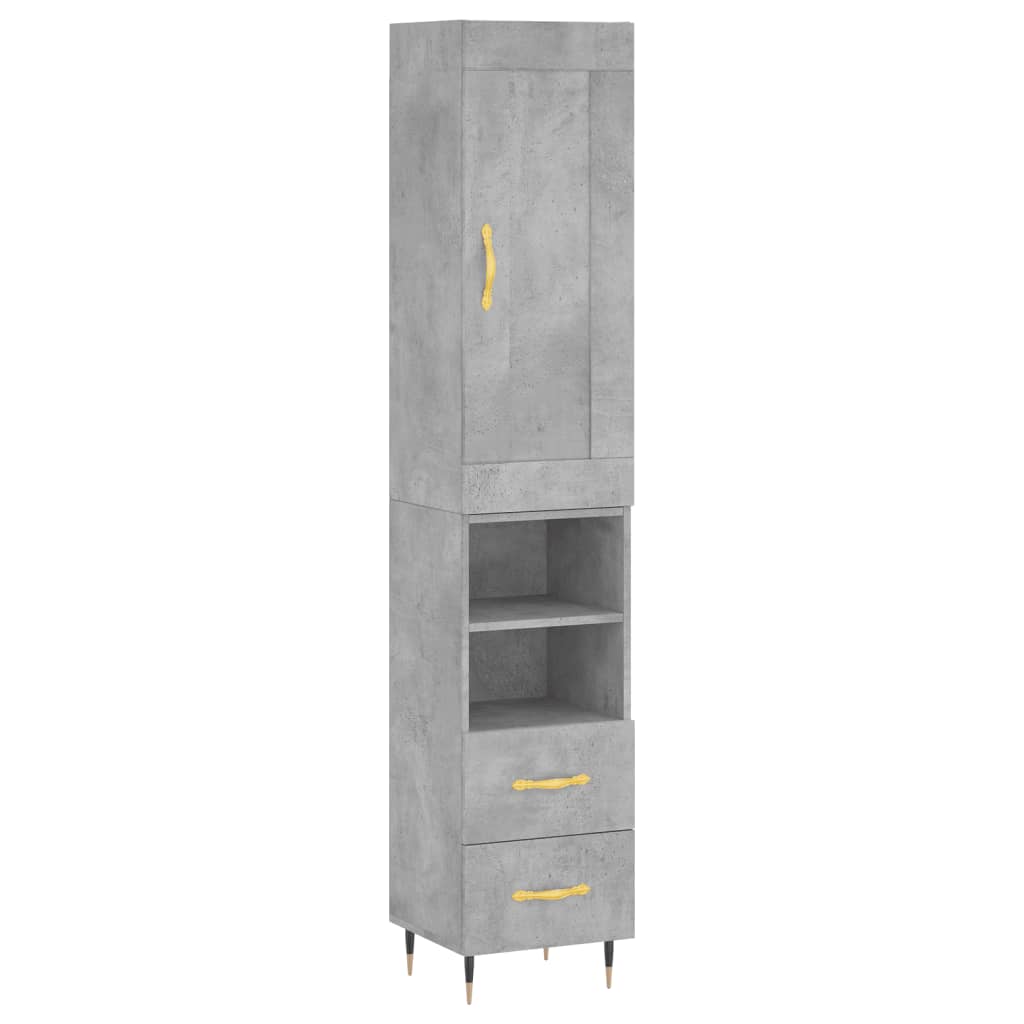 Credenza Grigio Cemento 34,5x34x180 cm in Legno Multistrato - homemem39